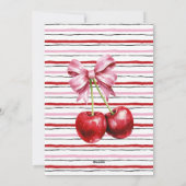 さくらんぼピンクコケットティーベビーシャワー シーズンカード (裏面)