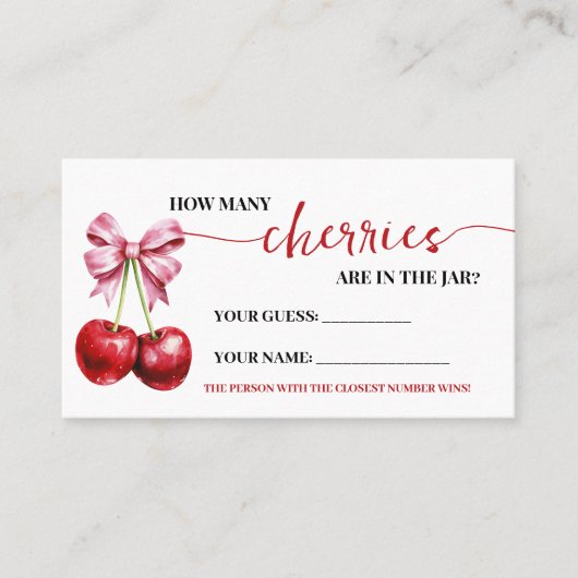 さくらんぼピンクコケットベビーゲームカード プレイスカード (正面)