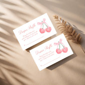 さくらんぼピンクコケットベビーシャワーおむつラッフル エンクロージャーカード