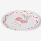 さくらんぼピンクコケットベビーシャワーカスタマイズ ペーパープレート (アングル)