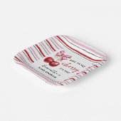 さくらんぼピンクコケットベビーシャワースクエア ペーパープレート (傾斜あり)