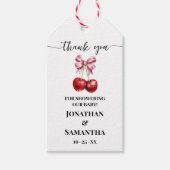 さくらんぼピンクコケットベビーシャワーメッセージカード ギフトタグ (正面)