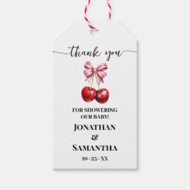 さくらんぼピンクコケットベビーシャワーメッセージカード ギフトタグ