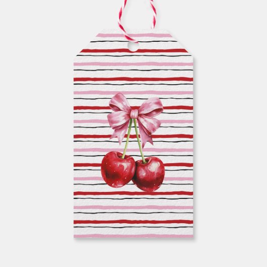 さくらんぼピンクコケットベビーシャワーメッセージカード ギフトタグ (裏面)