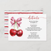 さくらんぼピンクコケットベビーシャワー詳細 エンクロージャーカード (正面/裏面)