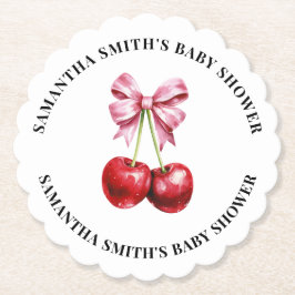 さくらんぼピンクコケットベビーシャワー ペーパーコースター