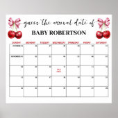 さくらんぼピンクコケットベビー推定期日カレンダー ポスター (正面)