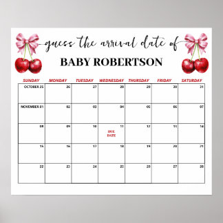 さくらんぼピンクコケットベビー推定期日カレンダー ポスター