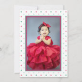 さくらんぼピンクコケットボウファースト誕生日写真 招待状 (裏面)