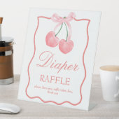 さくらんぼピンクコケット赤ちゃんカスタムシャワー表記号 台座サイン (インサイチュ)