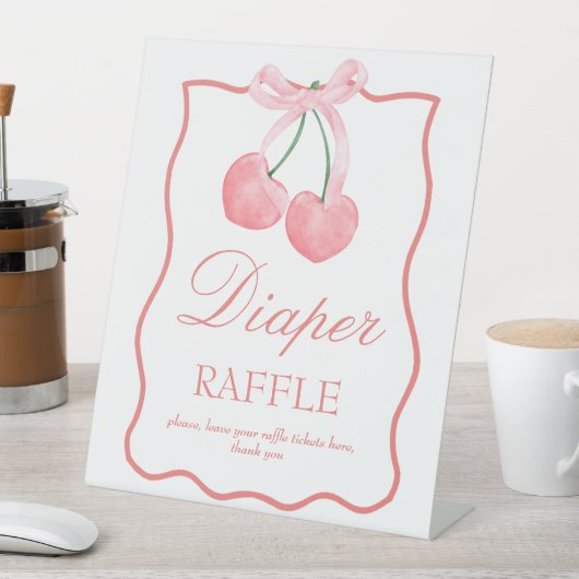 さくらんぼピンクコケット赤ちゃんカスタムシャワー表記号 台座サイン (インサイチュ)