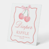 さくらんぼピンクコケット赤ちゃんカスタムシャワー表記号 台座サイン (正面)