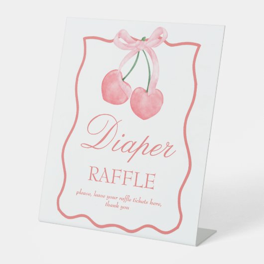 さくらんぼピンクコケット赤ちゃんカスタムシャワー表記号 台座サイン (正面)