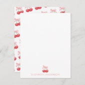 さくらんぼピンクコケパーソナライズされたートカードセット ノートカード (正面/裏面)