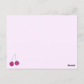 さくらんぼピンクファースト誕生日パーティーへの招待 ポストカード (裏面)