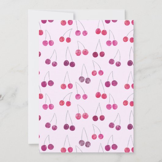 さくらんぼピンクファースト誕生日パーティーへの招待 招待状 (裏面)
