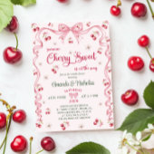 さくらんぼピンクフローラガールベビーシャワー 招待状