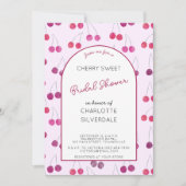 さくらんぼピンクブライダルシャワー招待 招待状 (正面)