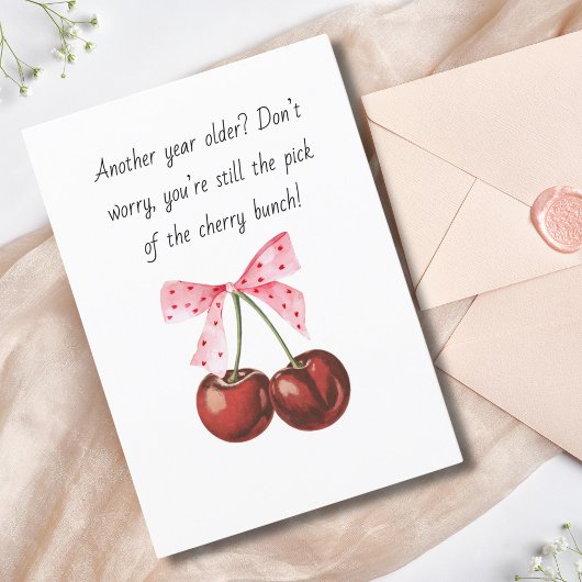 さくらんぼピンクボウおもしろいボーイフレンド誕生日 シーズンカード