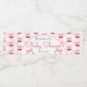 さくらんぼピンクボウガールベビーシャワー ペットボトルラベル (シングルラベル)