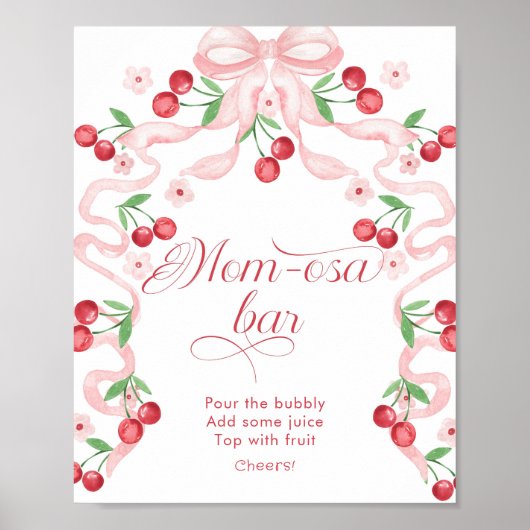 さくらんぼピンクボウモモザバーベビーシャワー ポスター (正面)