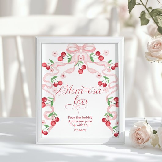 さくらんぼピンクボウモモザバーベビーシャワー ポスター