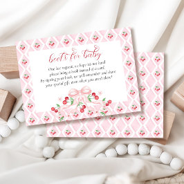 さくらんぼピンクボウ赤ちゃんシャワーブックベビー エンクロージャーカード