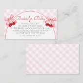 さくらんぼピンクボウ赤ちゃんシャワーブックリクエスト エンクロージャーカード (正面/裏面)