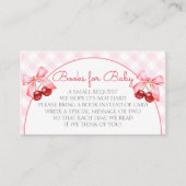 さくらんぼピンクボウ赤ちゃんシャワーブックリクエスト エンクロージャーカード (正面)