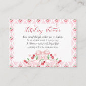 さくらんぼピンクボウ赤ちゃんシャワー表示シャワー エンクロージャーカード (正面)