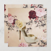 さくらんぼピンク桜ブライダルシャワー 招待状 (正面/裏面)