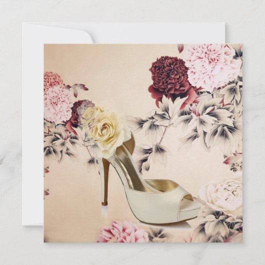 さくらんぼピンク桜ブライダルシャワー 招待状 (正面)