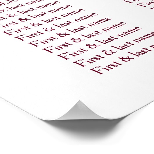 さくらんぼピンク結婚ホワイト座席表 ポスター (角)