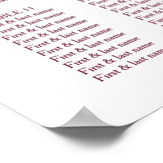 さくらんぼピンク結婚ホワイト座席表 ポスター (角)