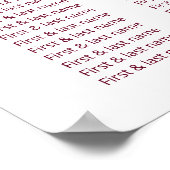 さくらんぼピンク結婚ホワイト座席表 ポスター (角)