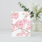 さくらんぼピンク絵画の花 ポストカード (スタンド正面)