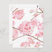 さくらんぼピンク絵画の花 ポストカード (正面/裏面)