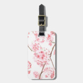 さくらんぼピンク絵画の花 ラゲッジタグ (正面縦)