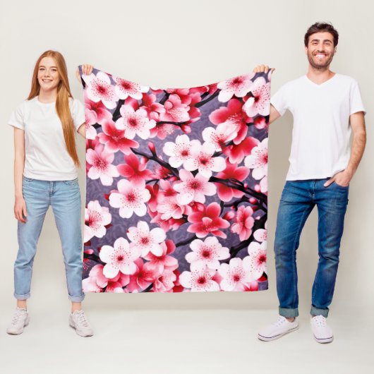 さくらんぼピンク花柄 フリースブランケット (インサイチュ)