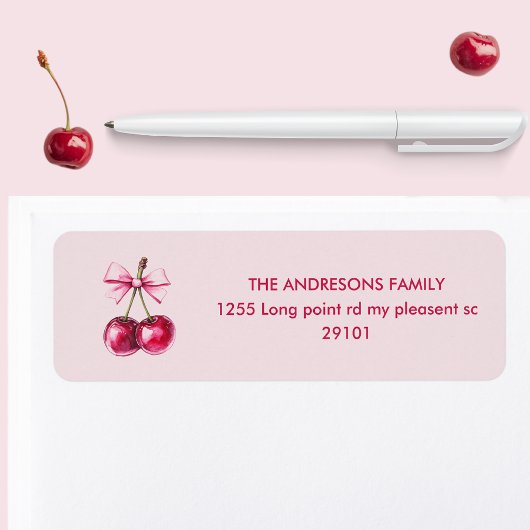 さくらんぼピンク誕生日 ラベル