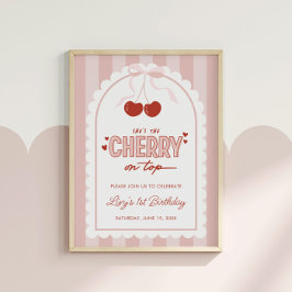 さくらんぼファーストコケット女子1歳の誕生日 ポスター