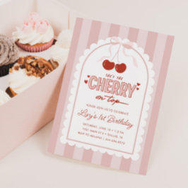 さくらんぼファーストコケット女子1歳の誕生日 招待状