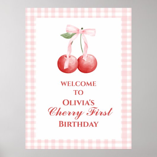 さくらんぼファーストストロベリーピンクボウ1歳 ポスター (正面)
