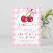さくらんぼファースト誕生日ガール1stフルーツボウ誕生日 招待状 (スタンド正面)