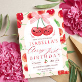 さくらんぼファースト誕生日ガール1stフルーツボウ誕生日 招待状