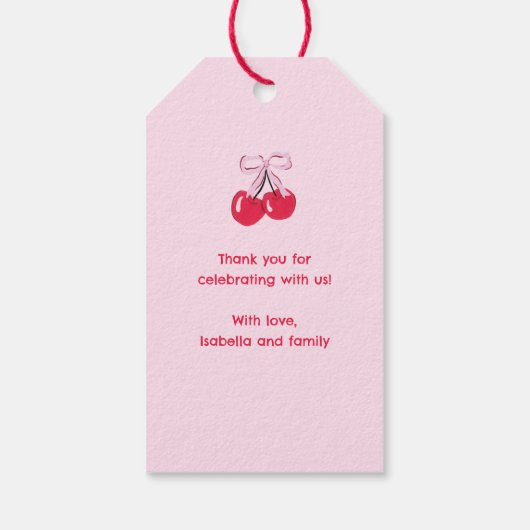 さくらんぼファースト誕生日コケットボウフウィッグ ギフトタグ (裏面)