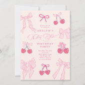 さくらんぼファースト・ガール1st誕生日パーティー 招待状 (正面)