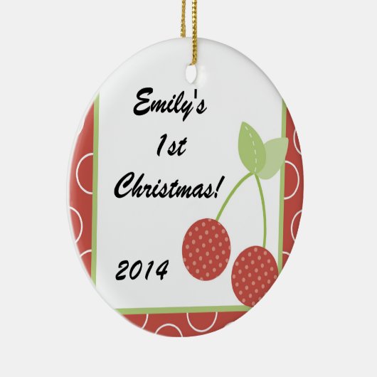 さくらんぼファームフルーツオルチャパーソナライズされたネームオーナメント セラミックオーナメント (右)