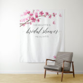 さくらんぼフラスバタフライピンクブライダルシャワー タペストリー (インサイチュ)