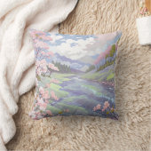 さくらんぼフラズパステルウォーターカラーランドスケープ クッション (ブランケット)
